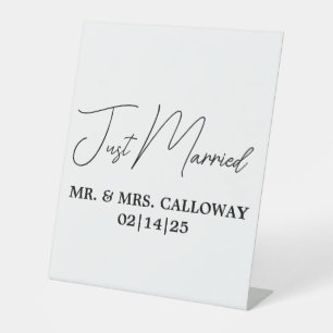 A Little Retro Just Married  Pedestal Sign