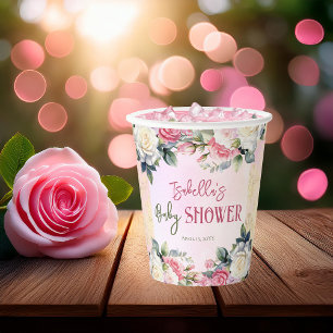 A Little Rose Floral Girl Baby Shower  Paper Cups