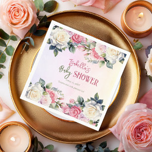 A Little Rose Girl Floral Baby Shower Napkin