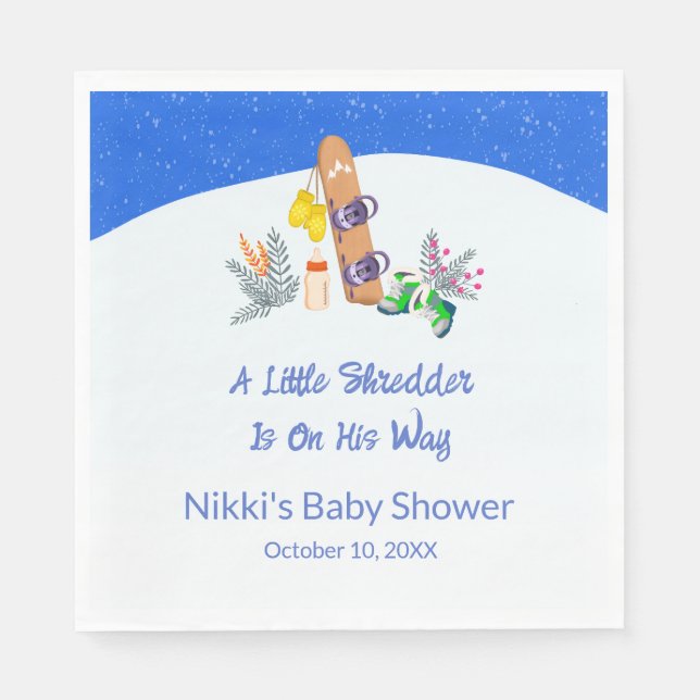 A Little Shredder Snowboard Napkin (Front)