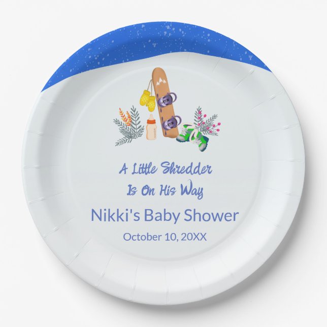 A Little Shredder Snowboard Paper Plate (Front)