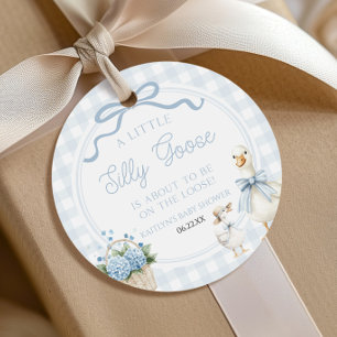 A Little Silly Goose Blue Floral Bow Baby Shower Favour Tags