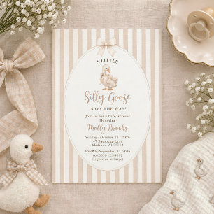 A Little Silly Goose Bow Neutral Baby Shower  Invitation