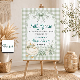 A Little Silly Goose Green Cottagecore Baby Shower Poster