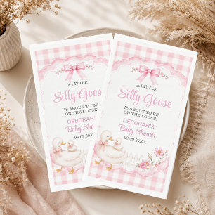 A Little Silly Goose Pink Cottagecore Baby Shower Napkin