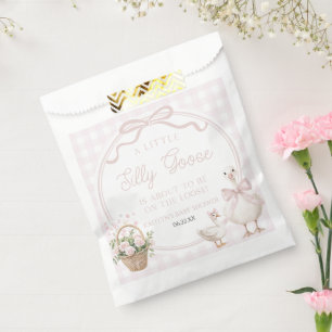 A Little Silly Goose Pink Floral Bow Baby Shower Favour Bag