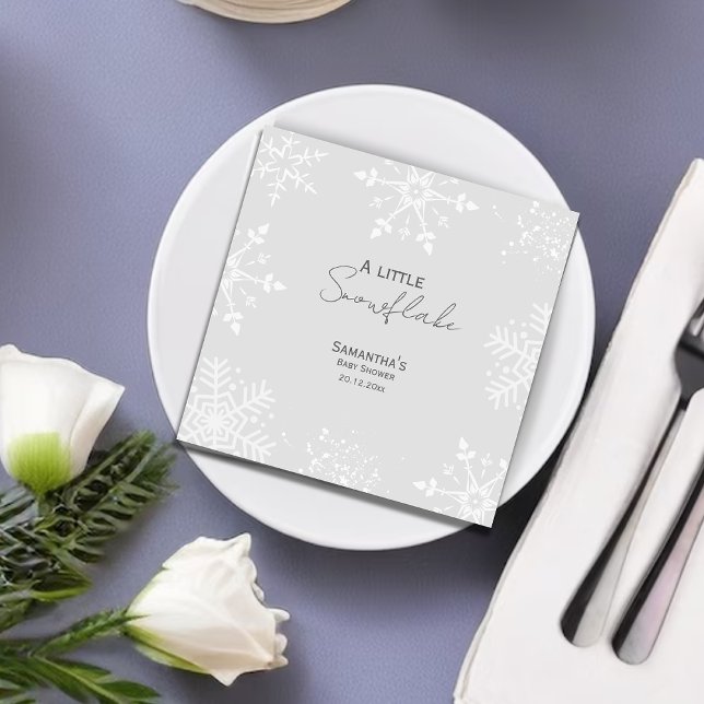 A little Snowflake Baby shower Grey Napkin (Creator Uploaded)