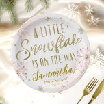 A little snowflake Baby Shower Personalized Paper Plate<br><div class="desc">Adorable calligraphy with snowflakes,  winter-themed baby shower invitations. Easy to personalize with your details. Check the collection to find matching items as enclosure cards.</div>