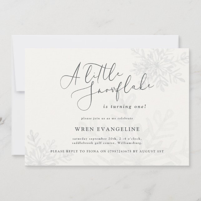 A little snowflake birthday party invitation (Front)