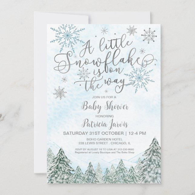 A little Snowflake Blue Baby Shower Invitation (Front)