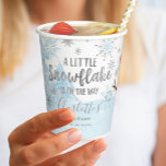 A little snowflake Blue Baby Shower Paper Cups<br><div class="desc">Adorable calligraphy with snowflakes,  winter-themed baby shower invitations. Easy to personalised with your details. Check the collection to find matching items as enclosure cards.</div>
