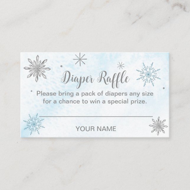 A little Snowflake Blue Baby Shower Thank You Enclosure Card (Front)