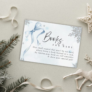A little Snowflake Blue Bow Glitter Baby Shower Enclosure Card