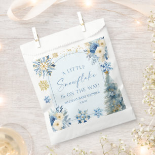 A Little Snowflake Blue Winter Baby Shower Favour Bag