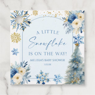 A Little Snowflake Blue Winter Baby Shower  Favour Tags