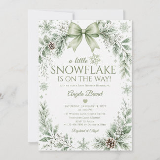 A Little Snowflake Dusty Blue Winter Baby Shower Invitation