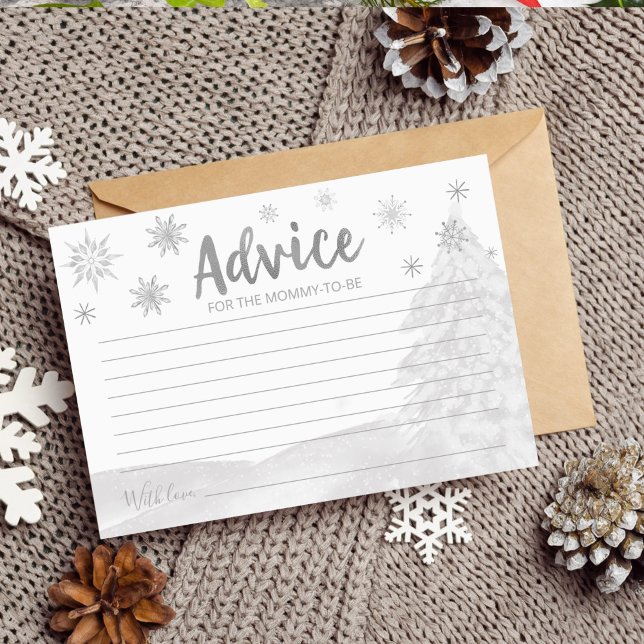 A little snowflake Grey Baby Shower Advice Cards (Creator Uploaded)