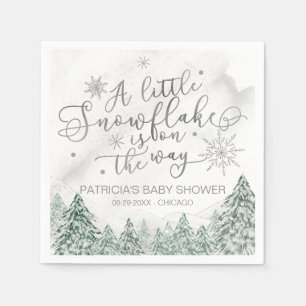 A little Snowflake Grey Baby Shower Napkin