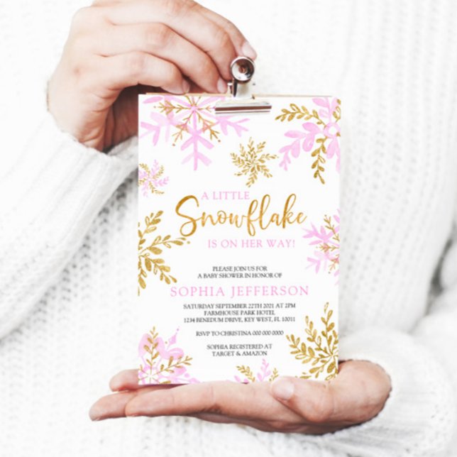 A Little Snowflake Is On Her Way Baby Shower Invitation (Creator Uploaded)