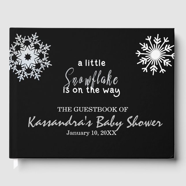 A Little Snowflake Is On The Way Baby Shower Guest Book (Front)