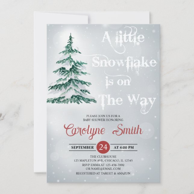 A Little Snowflake is on the Way Baby Shower Invitation (Front)