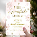 A little snowflake is on the way baby shower invitation<br><div class="desc">Adorable calligraphy with snowflakes,  winter-themed baby shower invitations. Easy to personalize with your details. Check the collection to find matching items as enclosure cards.</div>