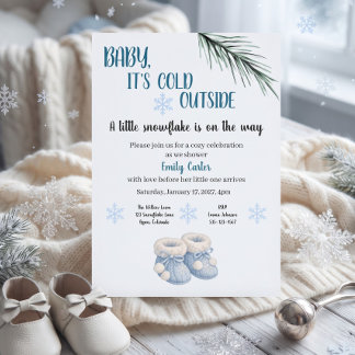 A Little Snowflake Is On the Way Baby Shower Invitation