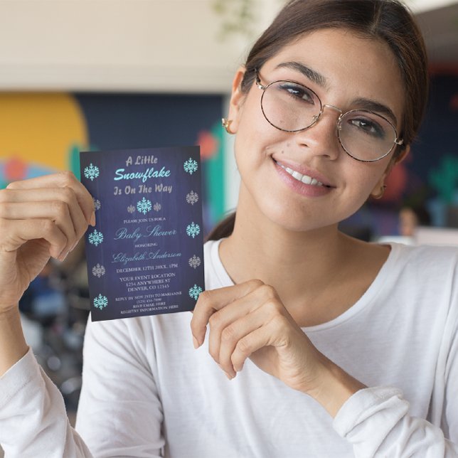 A Little Snowflake Is On The Way Baby Shower Invitation (Creator Uploaded)