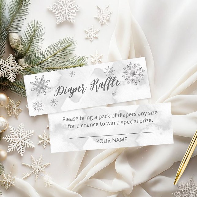 A Little Snowflake Is On The Way Diaper Raffle Mini Business Card (Creator Uploaded)