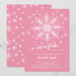 A Little Snowflake Is On The Way Girl Baby Shower Invitation