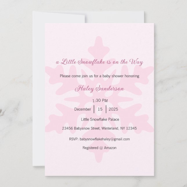 A Little Snowflake is on the Way Invitation, Baby  Invitation (Front)