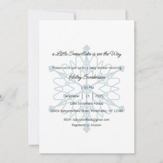 A Little Snowflake is on the Way Invitation, Baby  Invitation