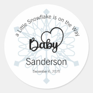 A Little Snowflake is on the Way Label Baby Shower