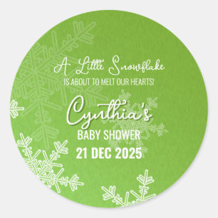 A Little Snowflake Minimalist Green Pattern  Classic Round Sticker