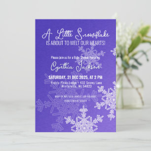 A Little Snowflake Minimalist Indigo Pattern  Invitation