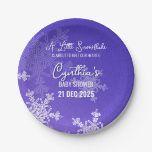 A Little Snowflake Minimalist Indigo Pattern  Paper Plate