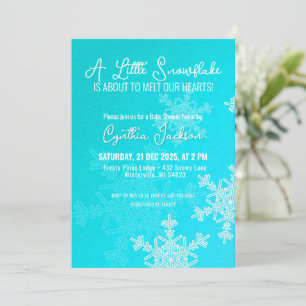 A Little Snowflake Minimalist Light Blue Pattern  Invitation