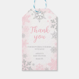 A Little Snowflake Pink Baby Shower Favour Tags