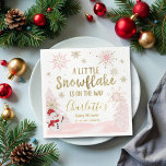 A little snowflake Pink Baby Shower Napkin<br><div class="desc">Adorable calligraphy with snowflakes,  winter-themed baby shower invitations. Easy to personalised with your details. Check the collection to find matching items as enclosure cards.</div>