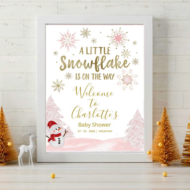 A little snowflake Pink Baby Shower Welcome Sign (Creator Uploaded)
