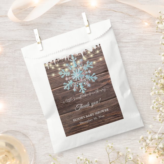 A Little Snowflake Rustic Winter Baby Shower Favour Bag (Clipped)