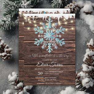 A Little Snowflake Rustic Winter Baby Shower Invitation