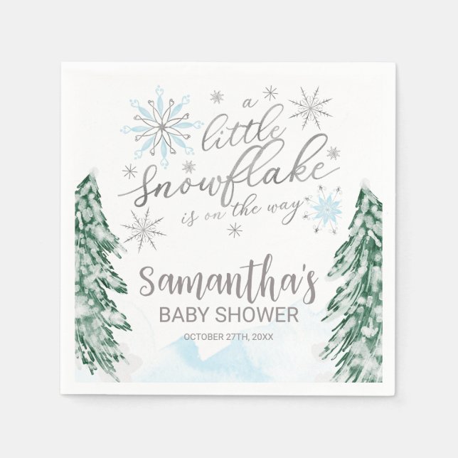 A little snowflake Winter Baby Shower Napkin (Front)