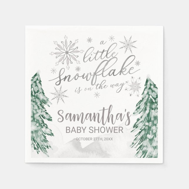 A little snowflake Winter Baby Shower Napkin (Front)