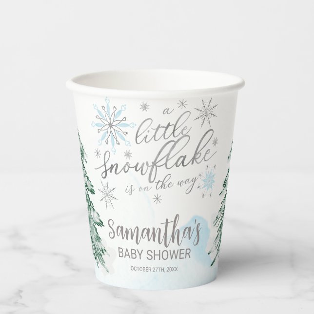 A little snowflake Winter Baby Shower Paper Cups (Front)