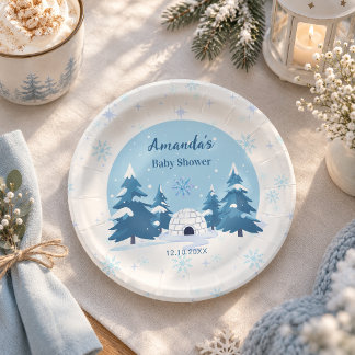 A Little Snowflake Winter Baby Shower Paper Plate