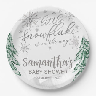 A little snowflake Winter Baby Shower Paper Plate