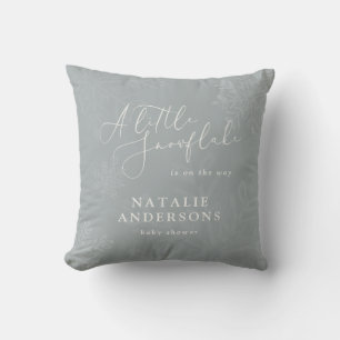 A little snowflake winter baby shower party  edibl throw pillow
