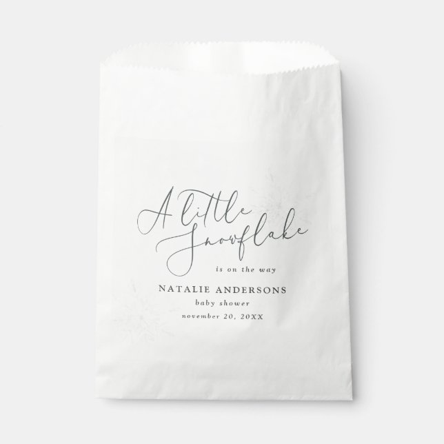 A little snowflake winter baby shower party  favou favour bag (Front)