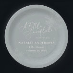 A little snowflake winter baby shower party paper plate<br><div class="desc">A little snowflake winter baby shower party paper plate. Watercolor snowflake and beautiful script text. Part of a collection.</div>